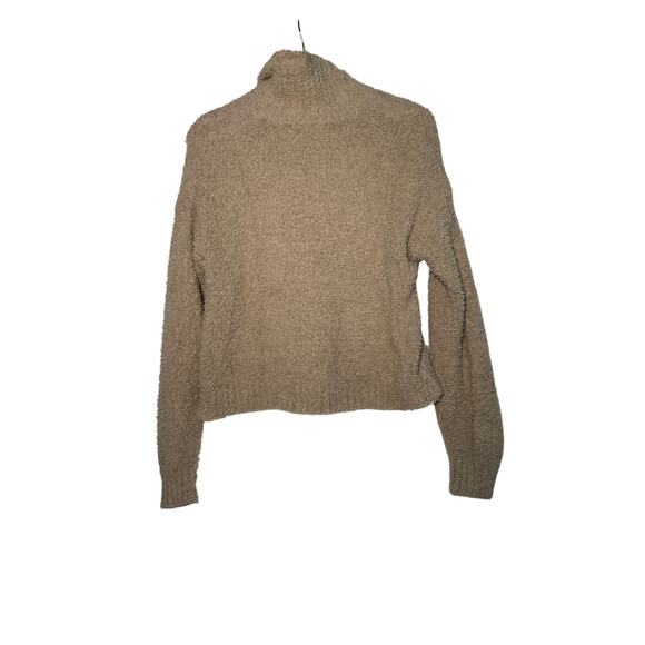 Hollister 1/4 Zip Sweater Women's Medium Beige High-Neck LS Soft Plush Cozy - Picture 2 of 4